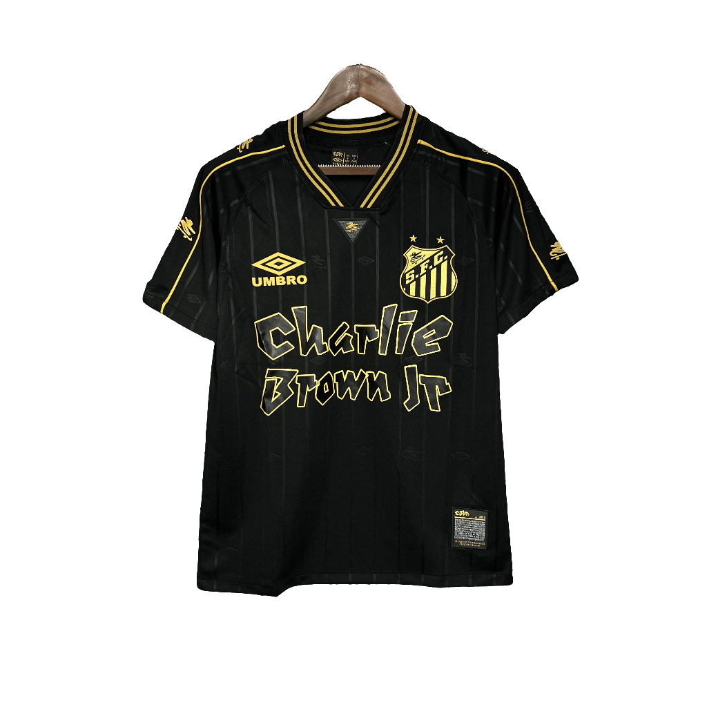 Santos 24/25 Charlie Brown JR Jersey - Black - Fan Version | Free Shipping + Keychain Gift